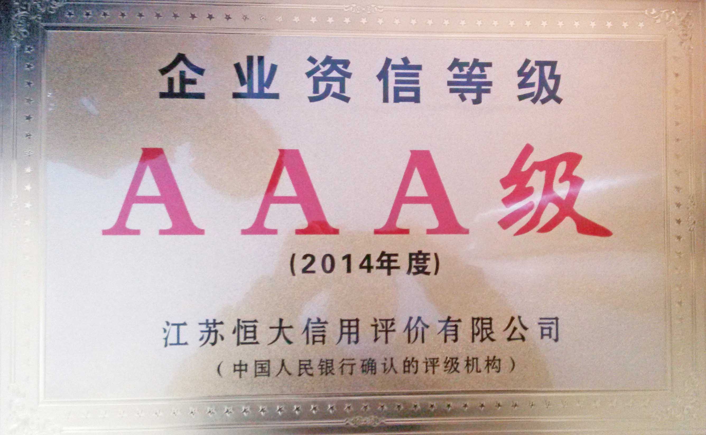 企業(yè)資信等級AAA級001